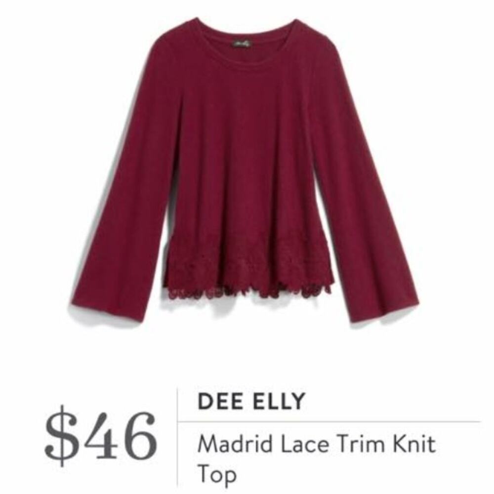 StitchFix Womens Red Dee Elly Madrid Long Slight Bell Sleeve Lace Knit Top NEW